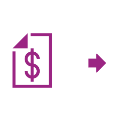 Icon purple money invoice arrow