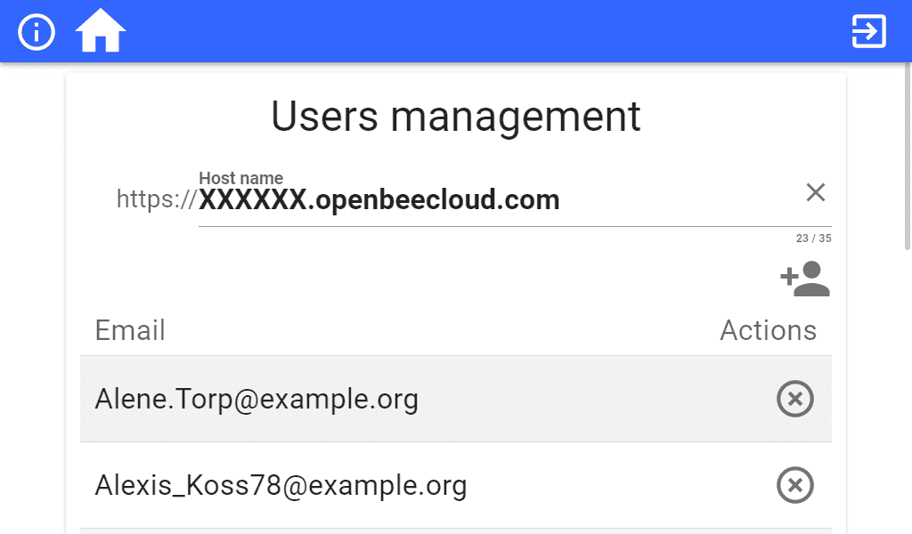 Open Bee configuration screen user management